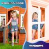 Sportspower Woodbridge Wooden Playhouse for Kids, Outdoor Backyard Playhouse with Working Door, Windows & Flowerpot Holders, Ages 38, Durable Finland Wood, Red view 2