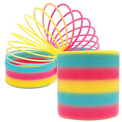 The Dreidel Company Jumbo Rainbow Plastic Coil Spring, Party Favor for Kids, Individually Wrapped, 6" (150mm) Spring (2-Pack)