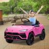 YOFE Electric Ride On Car for Kids, 12V Licenced Lamborghini Kids Electric Vehicles with Remote Control, AUX, Spring Suspension, Music, LED Lights, USB Port, Foot Pedal (Pink) view 2