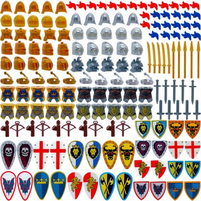 Miutrue Medieval Knight Weapons Pack Accessories Set Building Block Toy Armor Helmet Shield Bow Arrow Designed for Mini Figures Gift for Kids Boys Grils Building Kits Toys