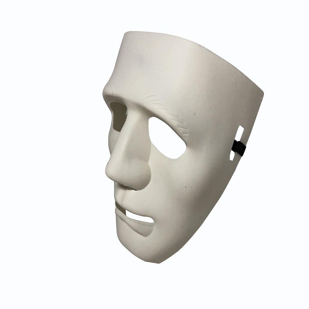 Hip-Hop, B-boy, Prom, Halloween, Birthday, Party, Dance Mask. Fits to most. 7.5 x 7.5 inches (White)