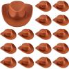 Skylety 20 Pieces Plastic Mini Cowboy Cowgirl Hat Miniature Western Small Doll Hat Cute Doll Cupcake Decoration for Dollhouse Cow Party Decoration(Brown) view 1