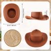 Skylety 20 Pieces Plastic Mini Cowboy Cowgirl Hat Miniature Western Small Doll Hat Cute Doll Cupcake Decoration for Dollhouse Cow Party Decoration(Brown) view 2