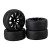 Mxfans 4 Pieces RC1:10 Rubber Tyres with Plastic Rims Black Kit for On Road Car view 1