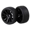 Mxfans 4 Pieces RC1:10 Rubber Tyres with Plastic Rims Black Kit for On Road Car view 2