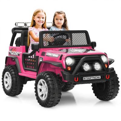 OLAKIDS Kids Ride on Truck, 2 Seater 12V Electric Vehicle with Remote Control, Toddler Battery Powered Toy Car with 2 Speeds Rocking Function Spring Suspension Bluetooth USB AUX Music