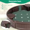 Costzon 4FT Round Sandbox, Outdoor Sand Box Kit w/Waterproof Cover, Bottom Liner & Built-in Corner Seating, Accommodate for 3 Kids, Easy Assembly, Sand Pit for Backyard Beach (Round) view 3