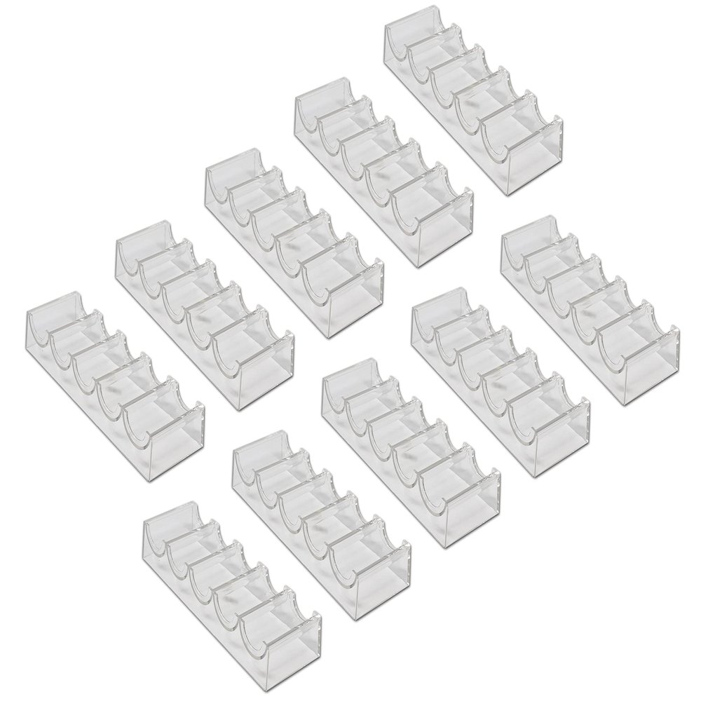 DA VINCI Poker Chip Racks - Pack of 10 Heavy Duty Acrylic Poker Chip Trays, Each Fits 100 Chips