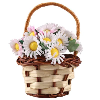SEWACC Miniature Basket Miniature Plants Fake Basket Decor Toys Potted Plants Mini Woven Planter Baby Doll Toy Mini Fake Flowers Tiny Bamboo Bush Doll House