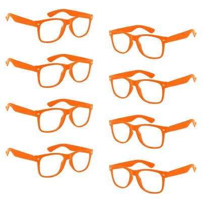Pibupibu 8 Packs Adult Frame Only No Lens Orange Pretend Glasses (Adult 8 Pack-Orange)