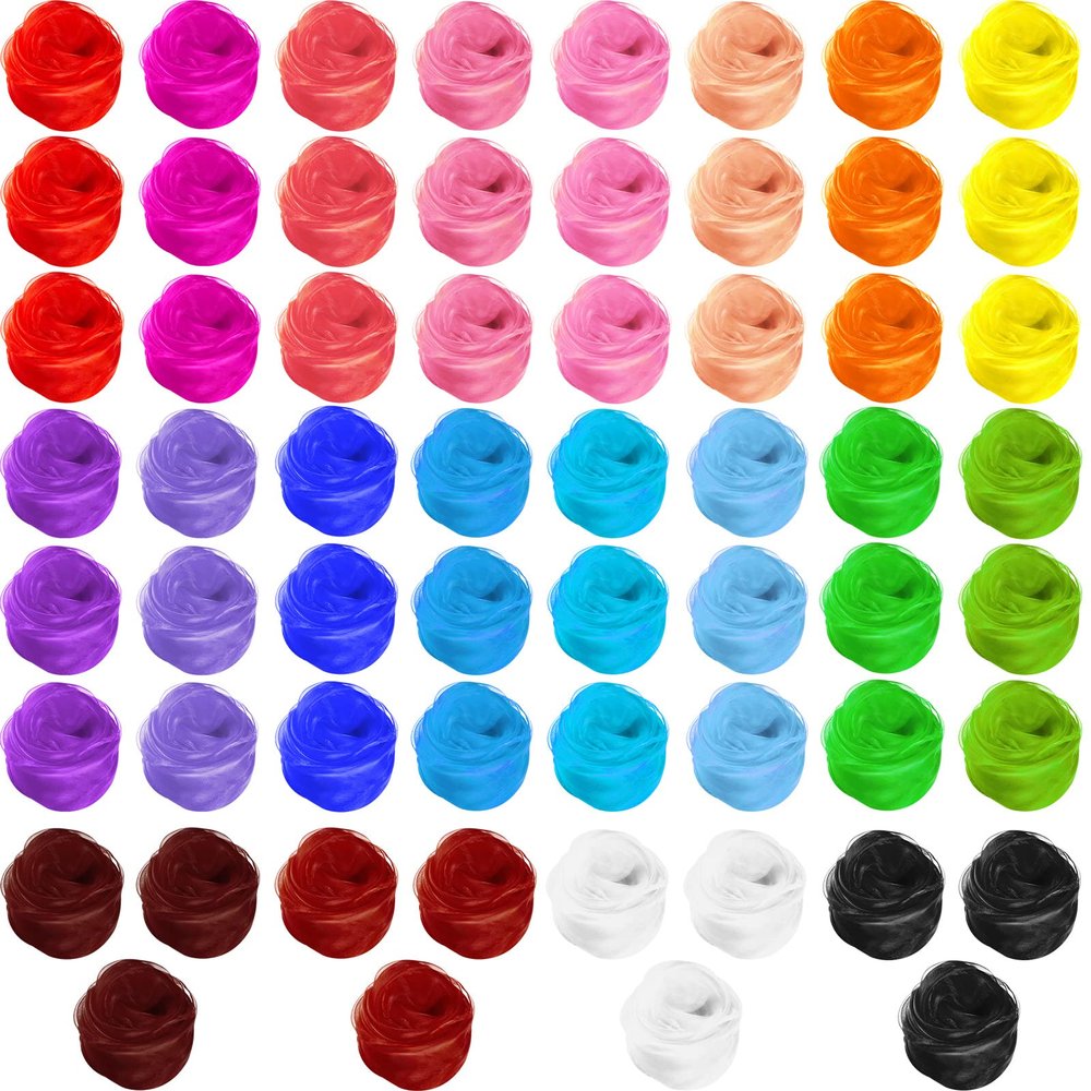 Zhanmai 60 Pieces Juggling Scarf Square Silky Dance Scarves Props Tricks Performance Props Accessories Scarves Rhythm Band Scarf, 24 x 24 Inches(Bright Colors)