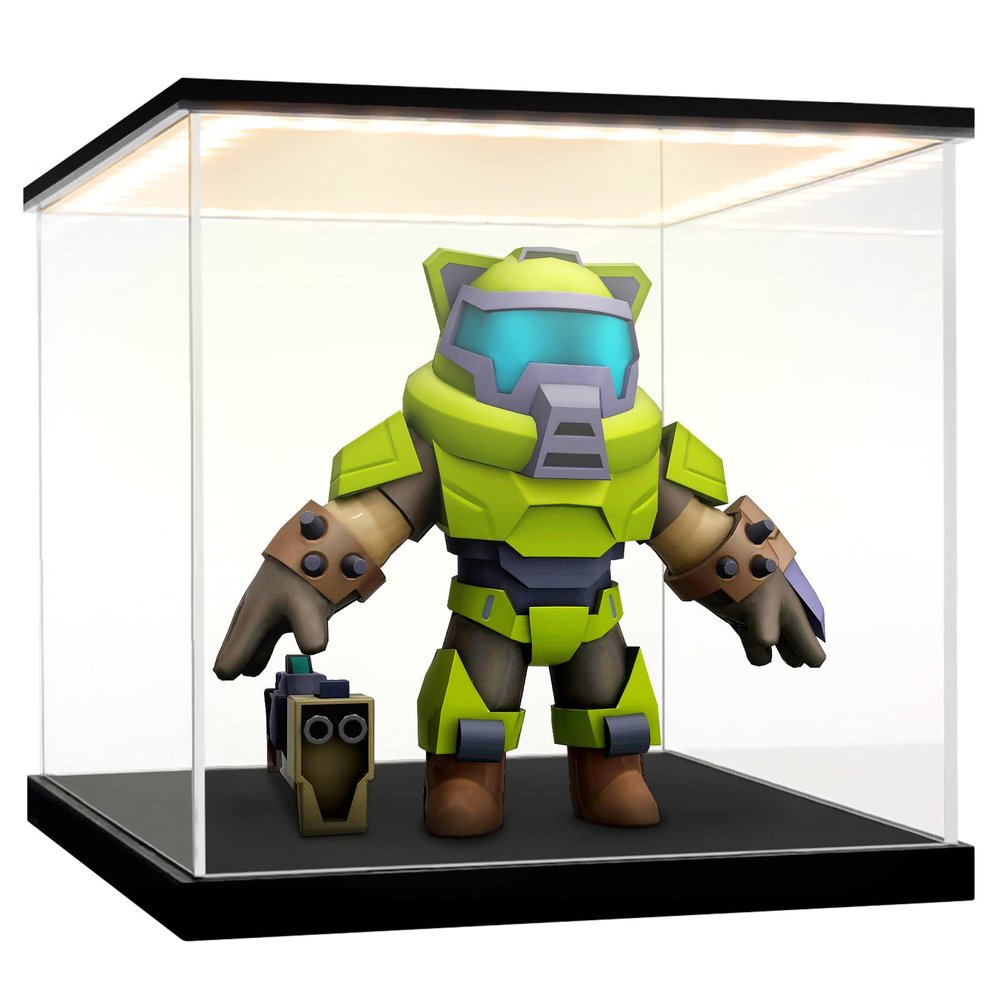 LASOA Acrylic Display Case for Collectibles with LED Light, Alternative Glass Display Box With Black Base and Lid, Self-Assembly Clear Storage Showcase for Figurine Memorabil (12x12x12inch;30x30x30cm)