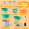 Veitch fairytales Kids Play Kitchen Toy Accessories Set Toddler Cooking Playset for Girls Boys Including Colorful Pots and Pans (Green) view 2