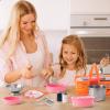 Veitch fairytales Kids Play Kitchen Toy Accessories Set Toddler Cooking Playset for Girls Boys Including Colorful Pots and Pans (Pink) view 3