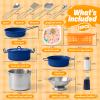 Veitch fairytales Kids Play Kitchen Toy Accessories Set Toddler Cooking Playset for Girls Boys Including Colorful Pots and Pans (Blue) view 2