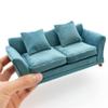 iLAND Modern Dollhouse Furniture on 1/12 Scale of Miniature Sofa for Dollhouse Living Room (Turquoise Blue Velvet) view 1
