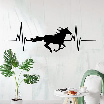 Horse HeartbeatPlaying Derby Horse Race Silhouette Horse HeartbeatStallion Mare Silhouette Vinyl Wall Art Sticker Wall Decal Farm House Home Boys Room Dcoration Design Dcor Decal Size (8x20 inch)