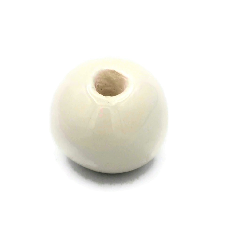 1Pc Handmade Extra Large Round Beads, Ceramic Craft Supplies for Macrame (20 mm, White)