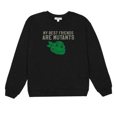 Suburban Riot TMNT Official Mutant Friends Willow Women's Long Sleeve Fleece Sweatshirt (X-Small) Black