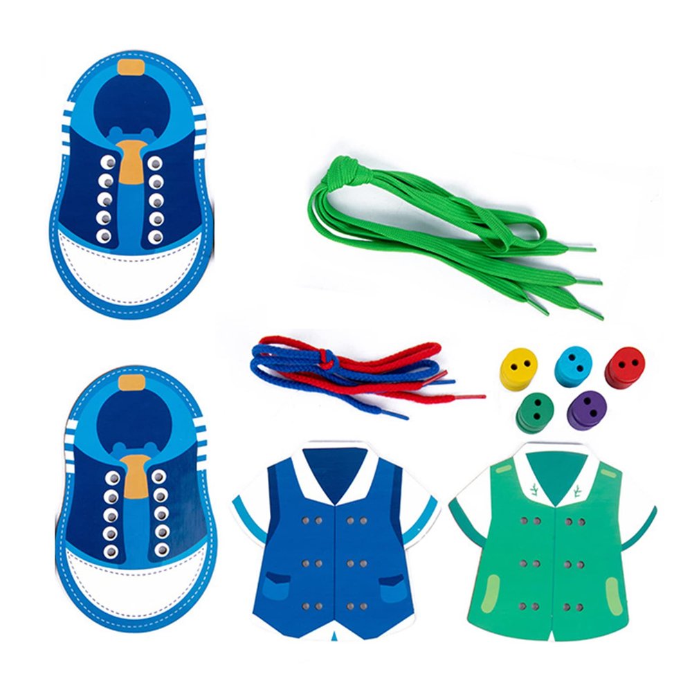 ink2055 Shoelace Threading Toys Easy to Use -Scratch Lacing Shoes Threading Teaching Toys for Toddler Boy