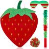 Sotiff 17" Strawberry Piata Summer Fruit Piata for Strawberry Birthday Party Summer Fruit Themed Party Game Supplies with Stick Eye Mask Confetti view 1