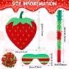 Sotiff 17" Strawberry Piata Summer Fruit Piata for Strawberry Birthday Party Summer Fruit Themed Party Game Supplies with Stick Eye Mask Confetti view 2