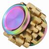 FREELOVE Gear Metal Fidget Spinner Toys for Adults, Small Mini Tiny Pockget Figette, Bike Chain, Copper Brass Hands Gyro, Quiet Silent Cool Cube for Anxiety Men (2 Gears Stacked, Rainbow-Brass) view 1