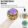 FREELOVE Gear Metal Fidget Spinner Toys for Adults, Small Mini Tiny Pockget Figette, Bike Chain, Copper Brass Hands Gyro, Quiet Silent Cool Cube for Anxiety Men (2 Gears Stacked, Rainbow-Brass) view 2