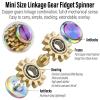 FREELOVE Gear Metal Fidget Spinner Toys for Adults, Small Mini Tiny Pockget Figette, Bike Chain, Copper Brass Hands Gyro, Quiet Silent Cool Cube for Anxiety Men (2 Gears Stacked, Rainbow-Brass) view 3