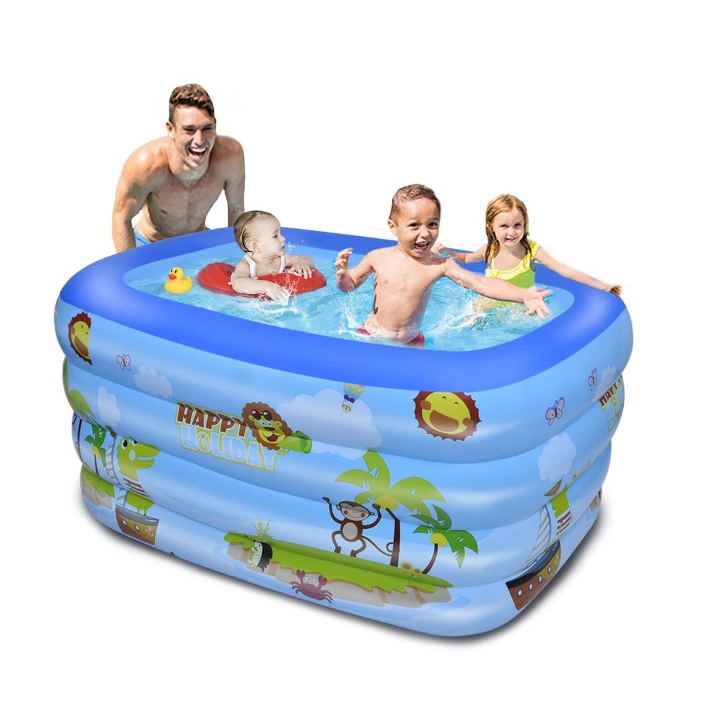 Family Swimming Pool, 70.8" X 55" X 23.6" Inflatable Kiddie Pool Blow up Pool for Kids, Adults, Above Ground, Garden, Backyard Summer Water Party for Age 3+