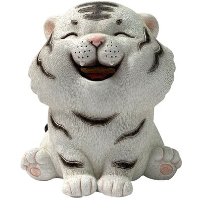 Piggy Bank Zodiac Tiger Piggy Bank, Creative Boys Bedroom Decor, Cartoon Animal Coin Bank, Durable Resin Tabletop Ornament, 2 Styles (Color : White, Size : 15.5 * 13.5 * 18cm)