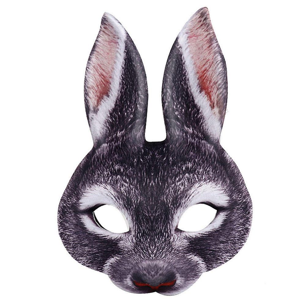 Alodidae Bunny Mask Animal Half Face Rabbit Ear Mask for Easter Halloween Party Mardi Gras Costume Accessory (Black)