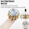 FREELOVE Gear Metal Fidget Spinner Toys for Adults, Small Mini Tiny Pockget Figette, Bike Chain, Copper Brass Hands Gyro, Quiet Silent Cool Cube for Anxiety Men (2 Gears Stacked, Silver-Brass) view 2