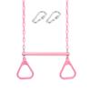 18" Pink Trapeze Swing Bar Rings 48" Heavy Duty Plastic Coated Chains Swing Set Accessories view 1