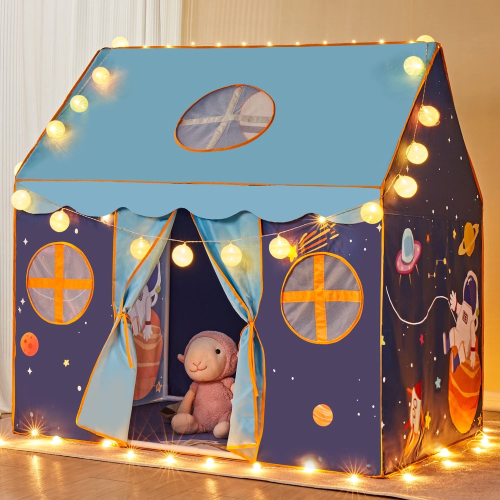 TTLOJ Gift for Christmas Outer Space Style Play Tents for Boys Girls, Large Playhouse Castle Toy for Toddler Play House, Teepee Tent Indoor Outdoor (Ball Lights NOT Included