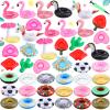 Sawysine 42 Pack Inflatable Drink Holders for Pool Swimming Pool Drink Floats Floating Cup Holder for Pool Inflatable Cup Coasters with Plastic Air Hand Pump for Party Adults view 1
