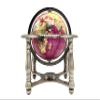 Unique Art 10-Inch Tall Table Top Pink Pearl Swirl Ocean Gemstone World Globe with 4 Leg Zinc Alloy Stand (150 PINK SILVER) view 1