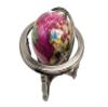 Unique Art 10-Inch Tall Table Top Pink Pearl Swirl Ocean Gemstone World Globe with 4 Leg Zinc Alloy Stand (150 PINK SILVER) view 3