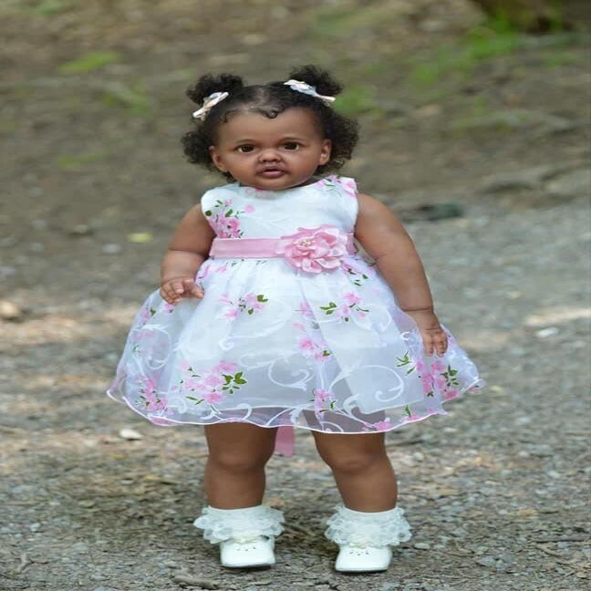 Angelbaby Realistic Look Reborn Todder Dolls Girl 28inch Black Reborn Baby African American Weighted Silicone Babies Lifelike Doll Toys for Children Gifts
