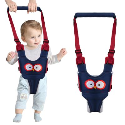 Ocanoiy Baby Walking Harness Handheld Baby Walker Assistant Belt Adjustable Toddler Infant Harnesses Standing Up Walking Learning Helper with Detachable Crotch for 9-24 Month (DarkBlue Owl)