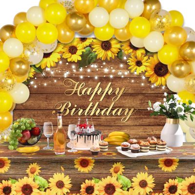 Sunflower Birthday Party Decorations Supplies Sunflower Balloon Arch Kit Include Backdrop Banner Tablecloths Balloons Garland for Theme Wedding Birthday Party Decor