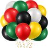 100 Pieces Juneteenth Day Latex Balloons Jamaica Rasta Reggae Red Green Yellow Black White Round Balloons for Black History Month 420 Party Freedom Day Party Favors view 1