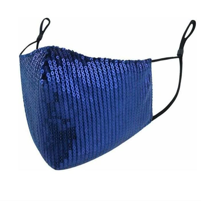 Blue Reusable Washable Fashion Face Mask Sequin Glitter Bling Mouth Nose Crystal by 24/7 store
