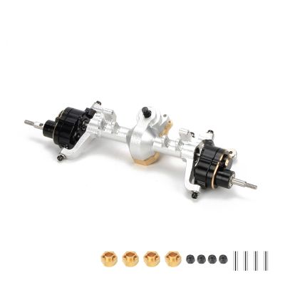 RCAWD Front Portal Axle Set for Axial SCX24 Upgrades Housing with Steel Gears& Brass Worm Gears& Brass Third Member Housing& Brass Hex, Aluminum Hop Ups Parts #AXI31609 Silver