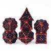 Cusdie 7Pcs Metal Dice with Metal Box, Dagger Design Polyhedral DND Dice Set, for Role Playing Game D&D Dice (Black with Red Font) view 1
