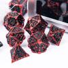 Cusdie 7Pcs Metal Dice with Metal Box, Dagger Design Polyhedral DND Dice Set, for Role Playing Game D&D Dice (Black with Red Font) view 3