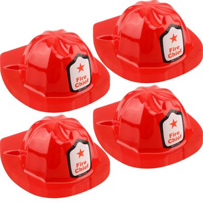 Cotiny 24/40/ 70 Pcs Fireman Hats Bulk Red Plastic Firefighter Helmets for Birthday Halloween Fireman Cosplay (24)
