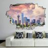 3D Broken Wall Stickers Stickers Dallas City Skyline at Sunset, Texas, USA 36 x 24 Inch Removable Wall Decal, Peel and Stick Landscape Wall Decor for Bedroom Living Room, Mural Art for Kids Boys Girl view 1