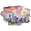 3D Broken Wall Stickers Stickers Dallas City Skyline at Sunset, Texas, USA 36 x 24 Inch Removable Wall Decal, Peel and Stick Landscape Wall Decor for Bedroom Living Room, Mural Art for Kids Boys Girl view 2