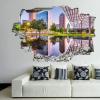 3D Broken Wall Stickers Stickers Dallas, Texas, USA Downtown Plaza and Skyline 36 x 24 Inch Removable Wall Decal, Peel and Stick Landscape Wall Decor for Bedroom Living Room, Mural Art for Kids Boys view 1